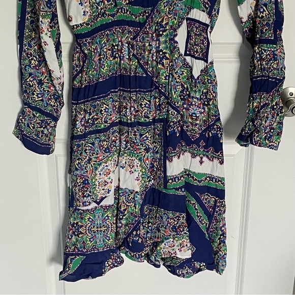 Anthropologie Maeve Blue Patchwork Long Sleeve Monaco Dress - 35744 - Picture 5 of 11